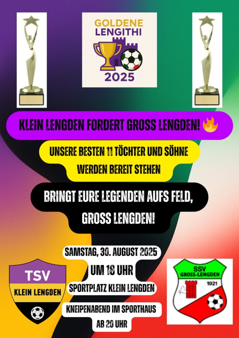 Legendenspiel Klein Lengden vs. Groß Lengden am 30.08.2025 um 18 Uhr